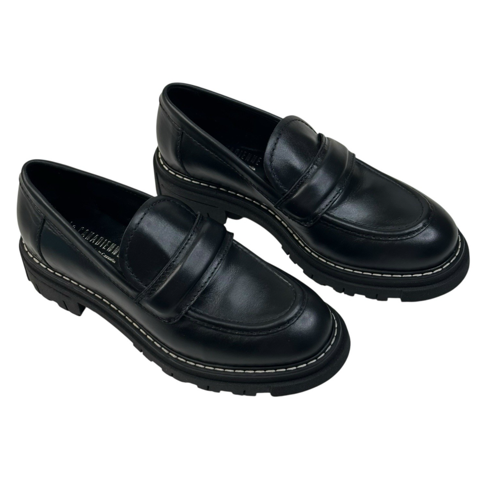 La Canadienne Della Waterproof Black Leather Lug Loafer Womens 7m New $425